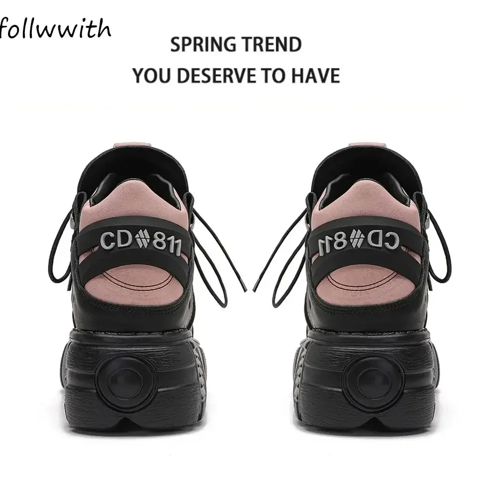 รองเท้าลำลองหัวเข็มขัดโลหะสีชมพูผสมสีรองเท้าส้นตึกหัวมนขนาด5ซม. รองเท้าแฟชั่นใหม่ล่าสุดสำหรับ2024ฤดูใบไม้ผลิและใบไม้ร่วง