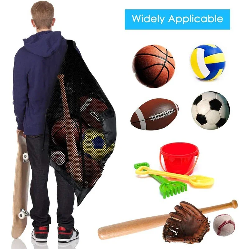 1PC Basketball Storage Bag With Zipper Pocket Volleyball Football Net Pack Mesh Soccer Ball Bag Extra Large Drawstring Gym Bags