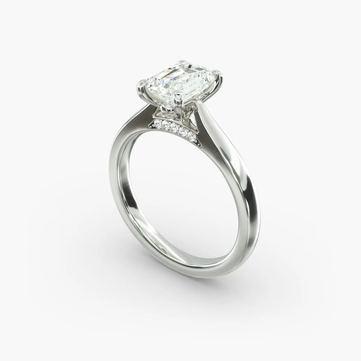 PT950/14K/18K White Gold Solitaire Engagement Ring 1.0-2.0ct Emerald Cut Lab Grown Genuine Diamond IGI Certificate Diamond Ring
