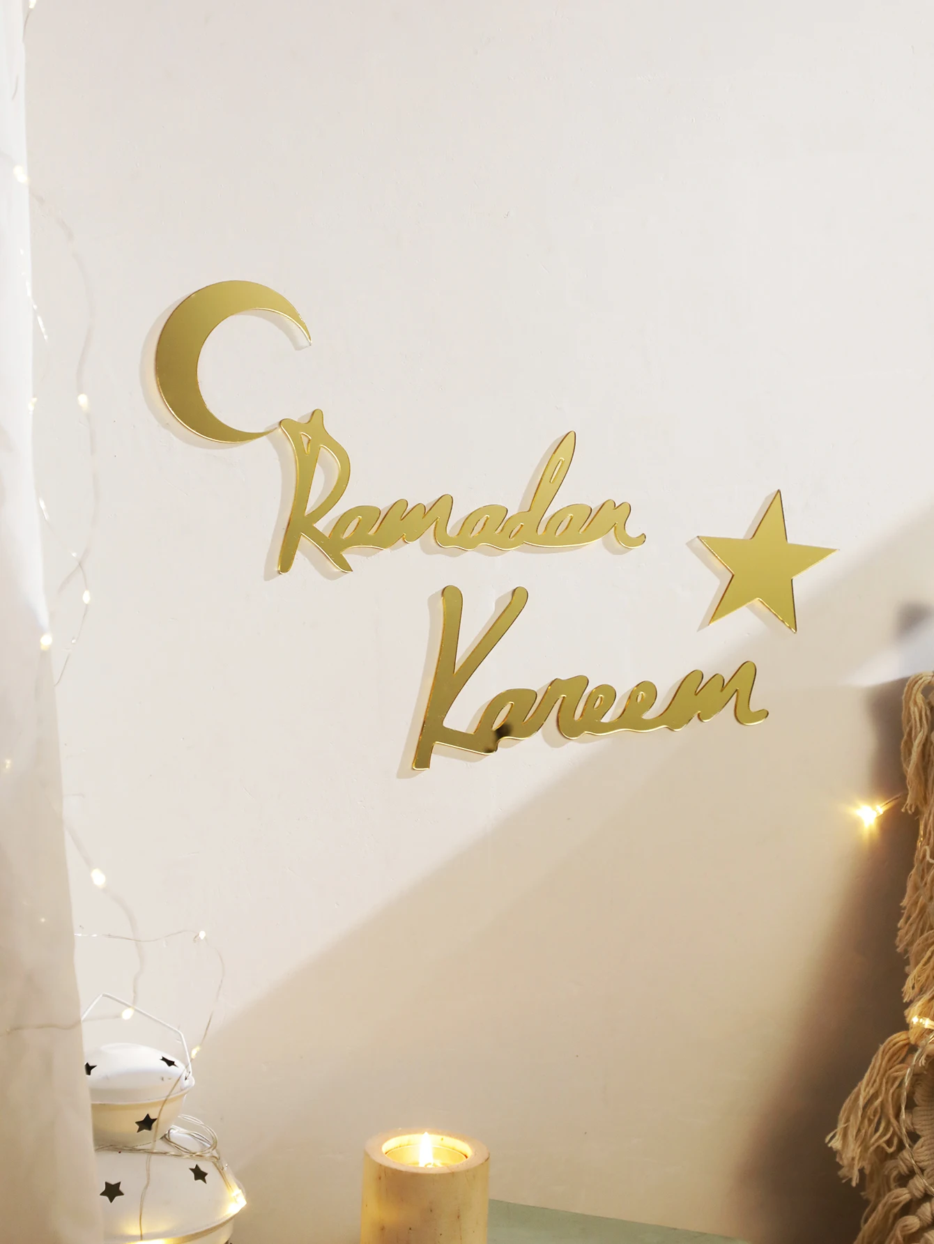 4 Stücke Acryl Ramadan Hängende Ornamente Mit Stern Laterne Mond, Eid Mubarak muslimische dekor Ramadan Kareem, Gold Mond Ornamente Geschenk
