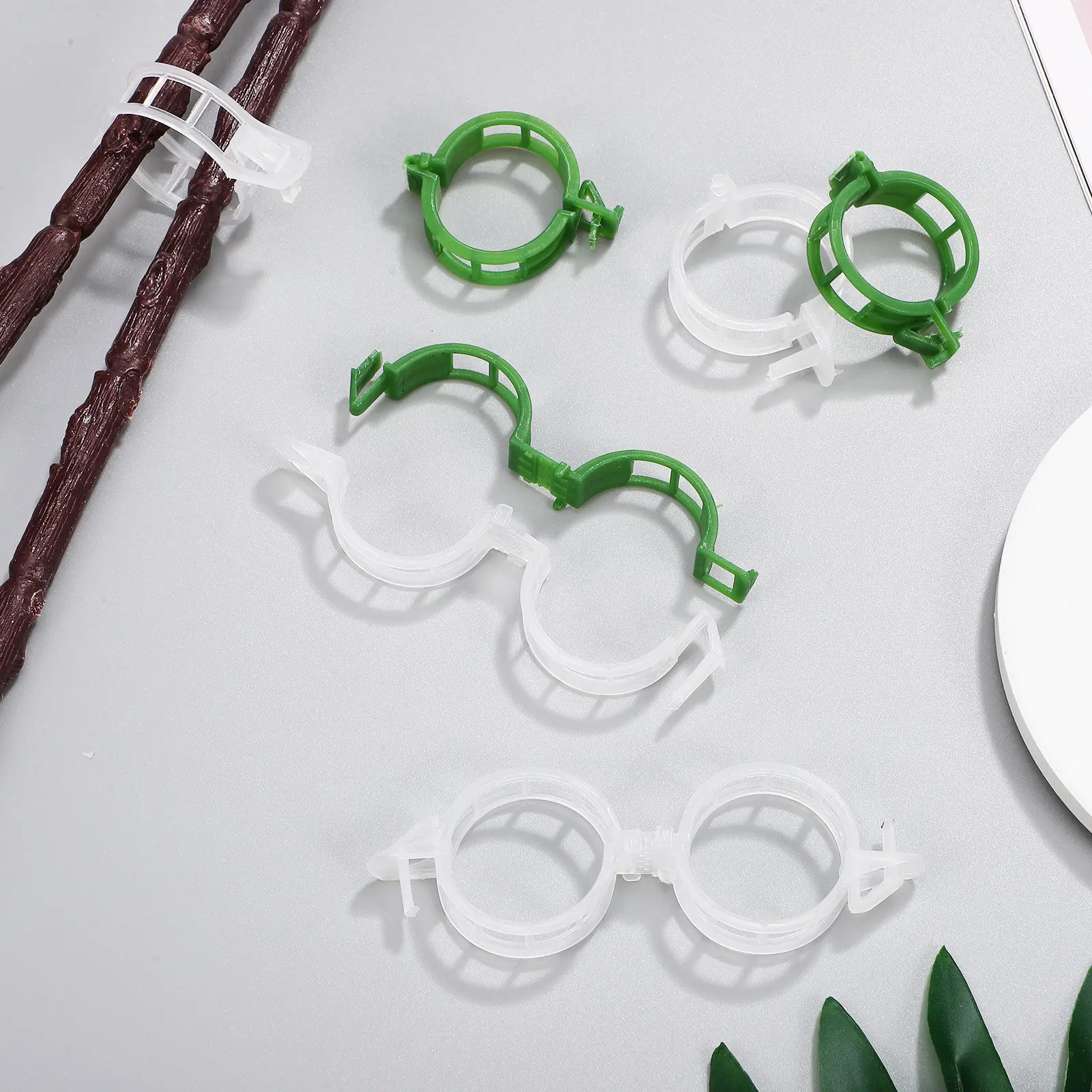 50 Pcs Plants Stem Support Flower Clip Clips Tomato Hooks Plastic Trellis Garden