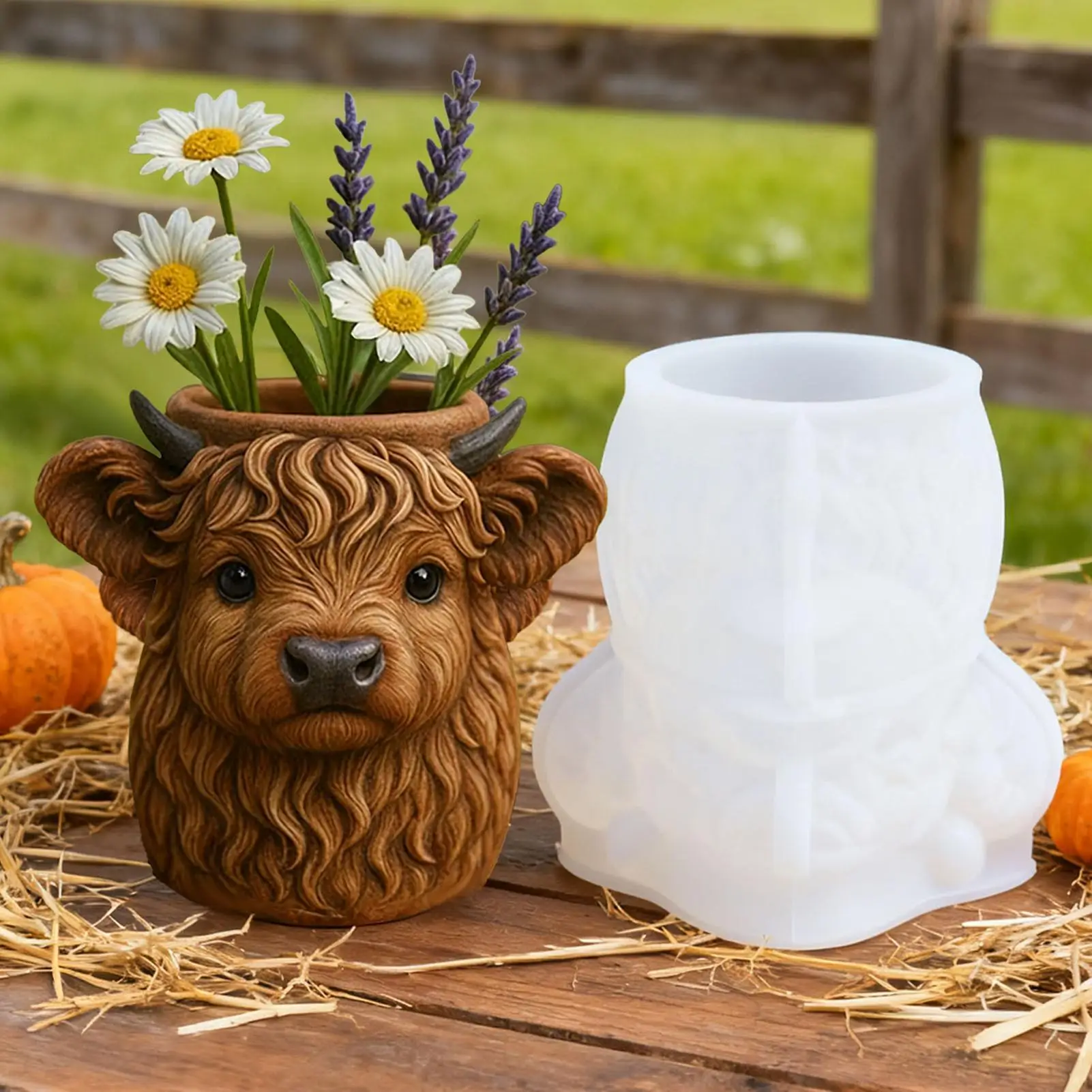 

Silicone Mold Cow Shape Decor Making Tool Plant Pot Container Mold for Concrete Cement Plaster Beginners Professionals Home