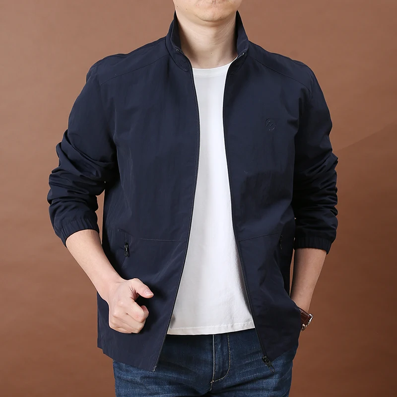

Spring 2025 Men's Faion Casual Loose Fit Jaet Outdoor Qui Dry Sport Stand Collar Coat Youth Urban Sle Long Sve Zipper