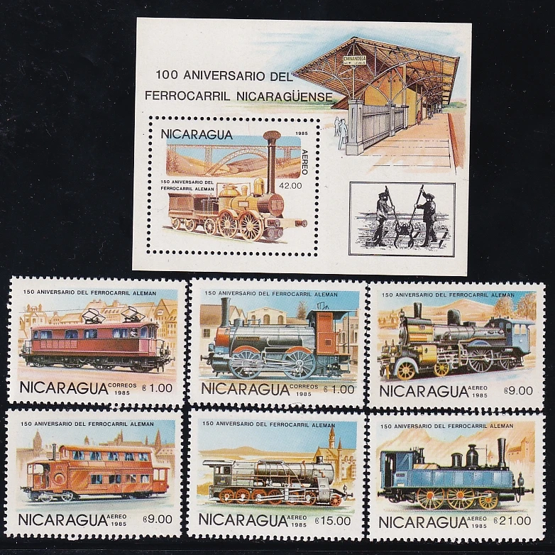 Sellos postales de Nicaragua Y1985, tránsito ferroviario urbano, puente ferroviario 7, nuevos sellos postales coleccionables, material para álbumes de recortes