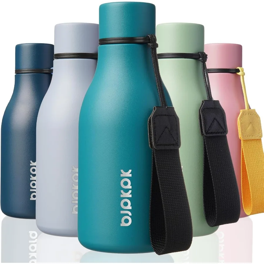 

Изолированные бутылки для воды, 12 унций, металлическая бутылка для воды из нержавеющей стали с ремешком, герметичные термокружки без BPA, колбы, многоразовая вода