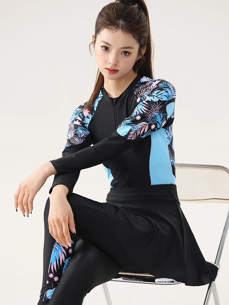 

Консервативный гидрокостюм для серфинга женский, с длинными рукавами и брюками, со съемной юбкой, для дайвинга и спорта, купальник, новинка 2024 года