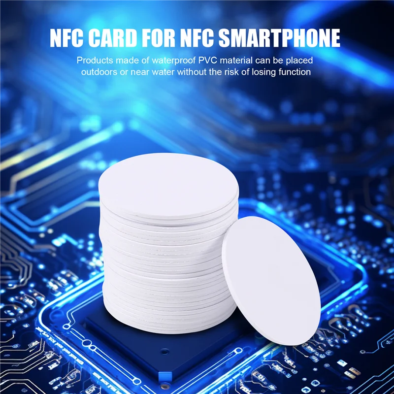 N93R For Ntag215 NFC Tags,Blank PVC Coin NFC Cards Compatible With All NFC Enabled Mobile Phones & Devices-(30PCS)