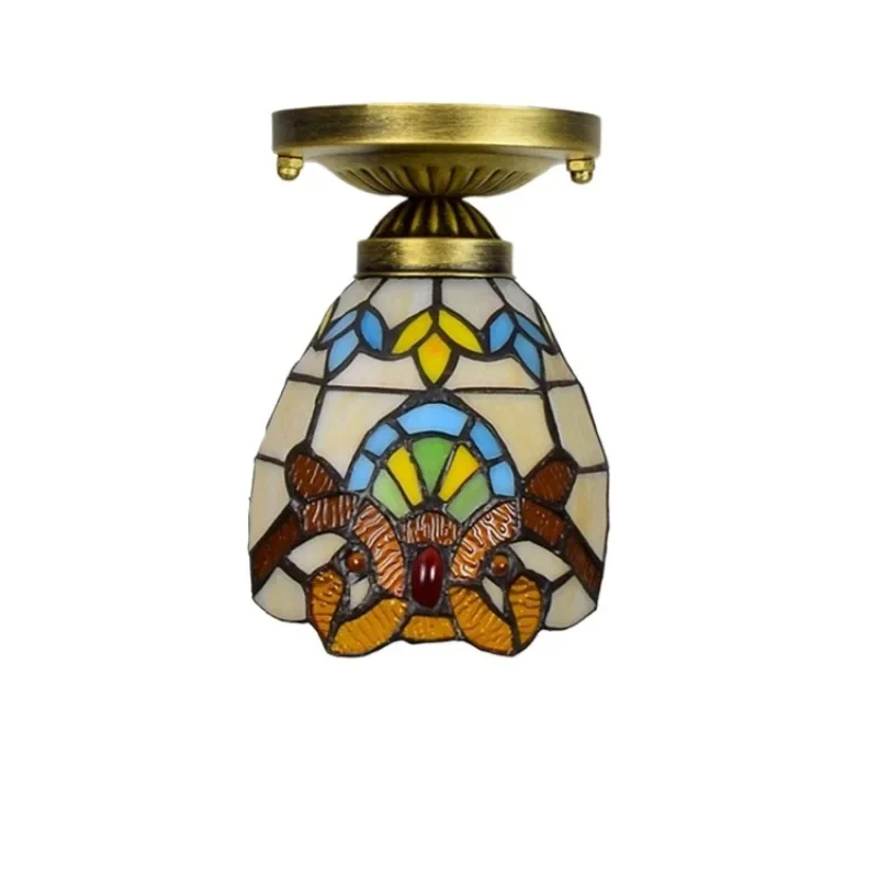 

6 inch 15CM stained glass aisle corridor balcony small ceiling light yellow baroque light