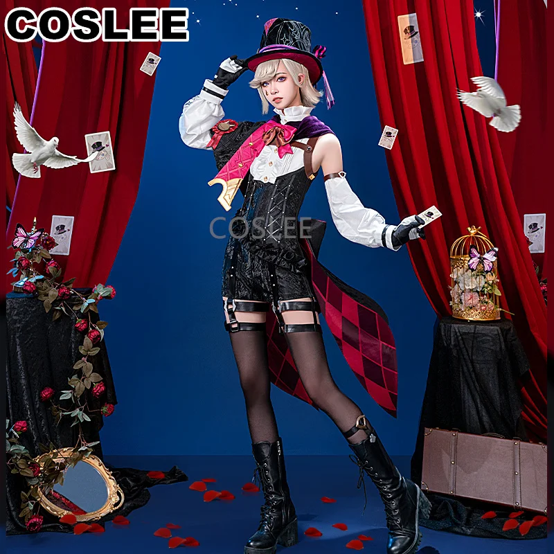 COSLEE Genshin Impact Lyney Magician Cosplay Costume Game Suit Fashion Cool Uniform Women Halloween Carnival Party Outfit New