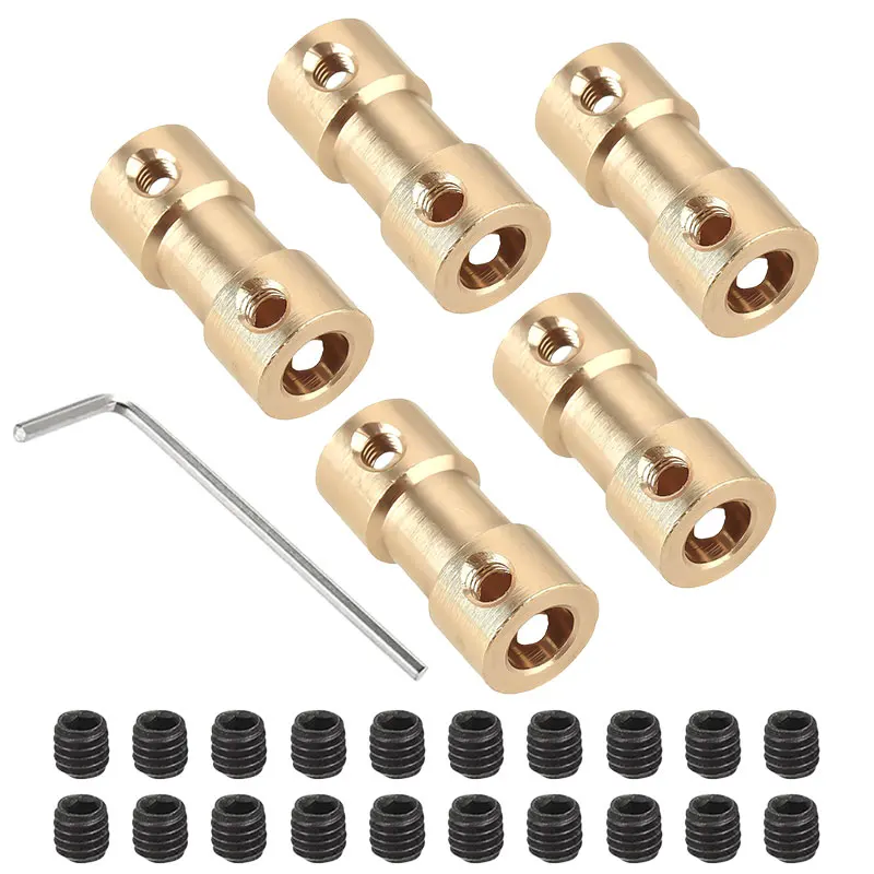 

Brass Shaft Coupler Set (5PCS) - 2-6mm Motor Connector for RC Cars, Boats & Aircraft Models - Universal DIY Coupling for Trax