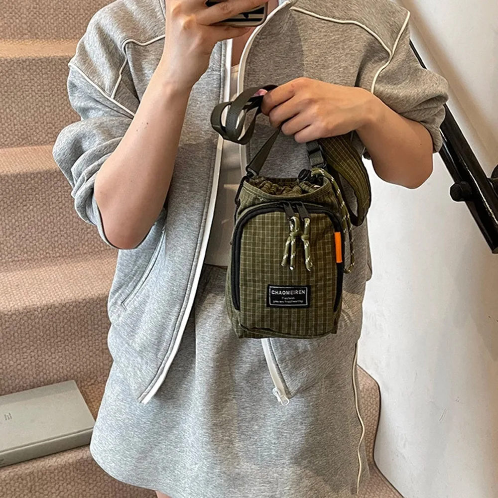 

Casual Water Bottle Carrier Bag Adjustable Strap Japanese Style Mini Square Bag Single Shoulder Large Capacity