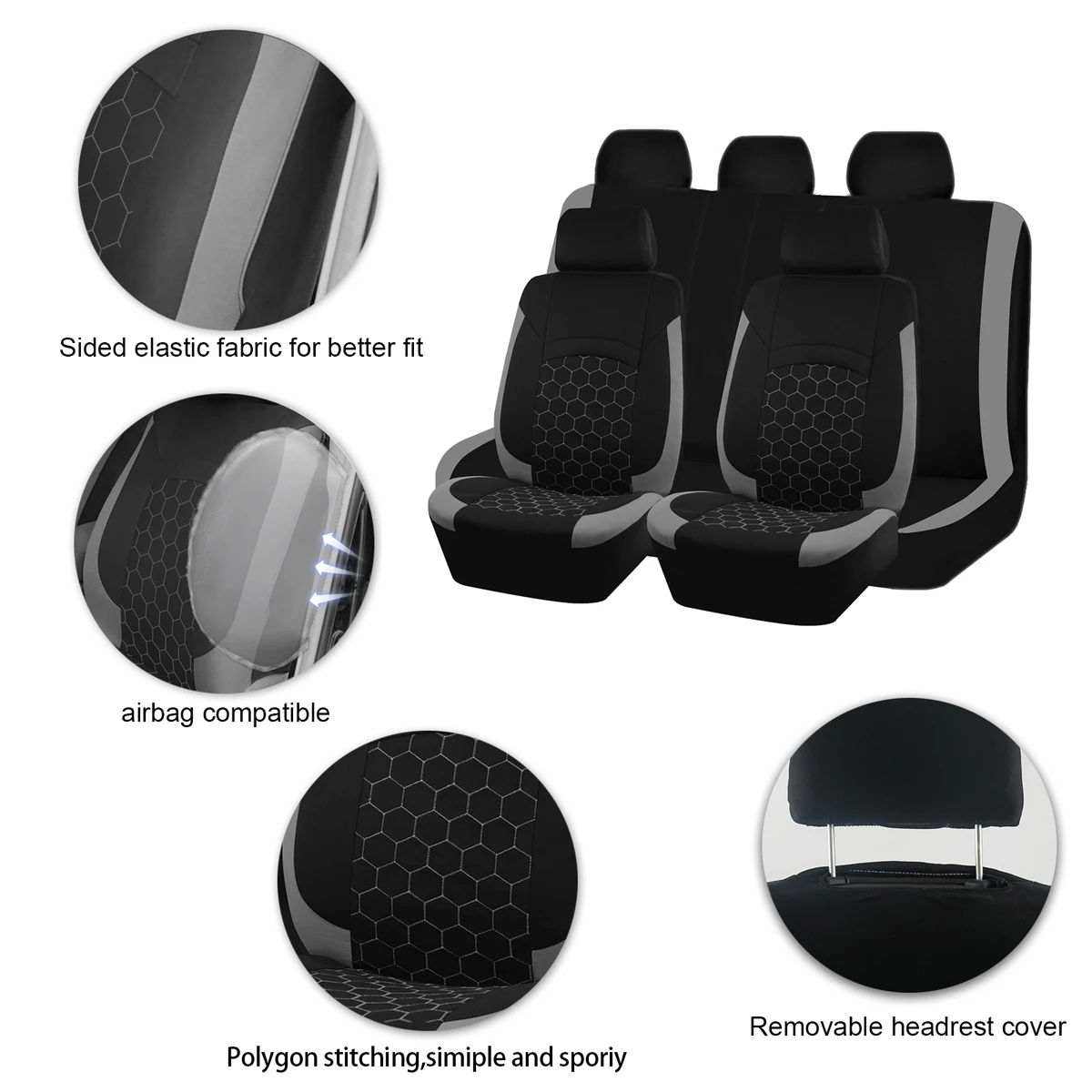 Universal Car Seat Covers Fit For Most Car Suv Truck Van Sports Polygon Embroidery Seat Covers For Car Rear Seat Can Split