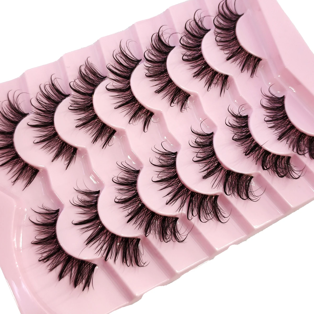 Novo 7 pares de cílios olho de gato 3d cílios postiços naturais fofos macios cruzados mangá cílios finos naturais extensão de cílios maquiagem