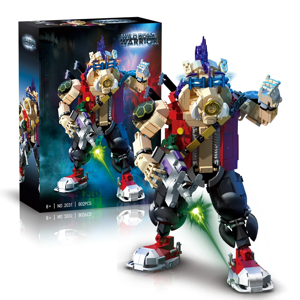 Cyber Pig Head Warrior Modelbouwpakket 802 stuks Kleine Deeltjes Baksteen Constructiespeelgoed voor volwassenen Kinderen