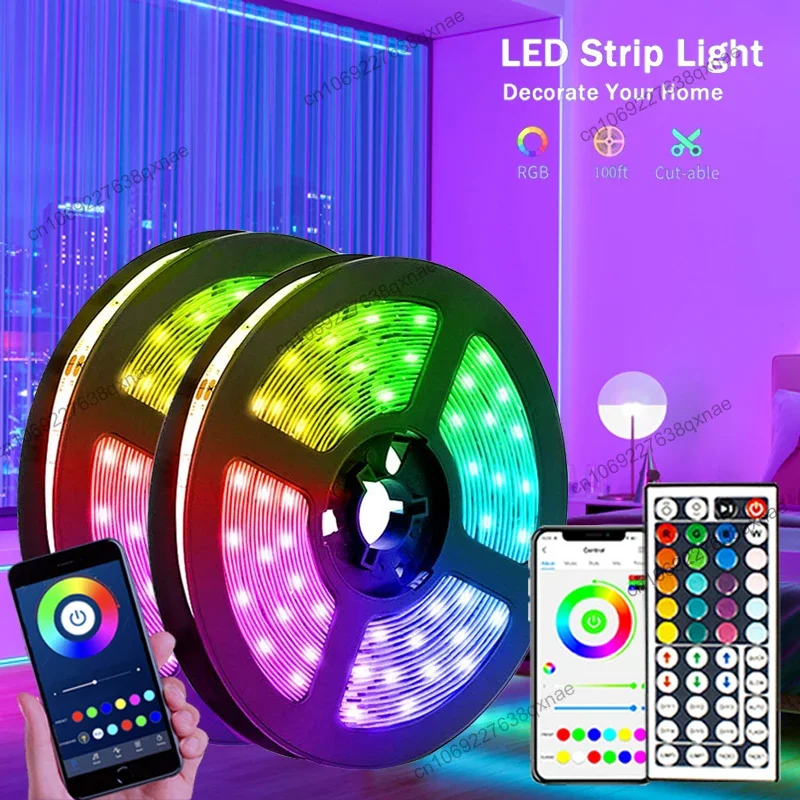 

Strip Lights Bedroom TV Backlight Bluetooth Remote Neon Lights Color RGB5050 Tape Christmas Decoration Luces