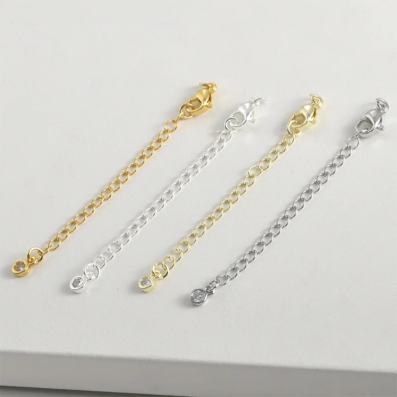 

14k Gold Color Tail Chain Extension Chain Belt Lobster Buckle Zircon Pendant DIY Accessories Handmade Bracelet Accessories