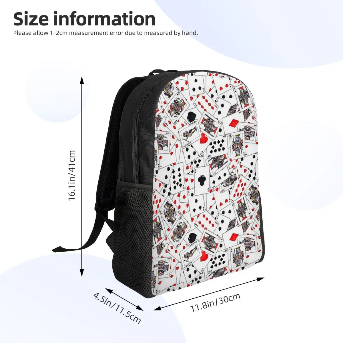 Playing Cards Student Backpack School Bag Hiking Travel Daypack for Boys Girls Fashion Bookbag Shoulder Bags