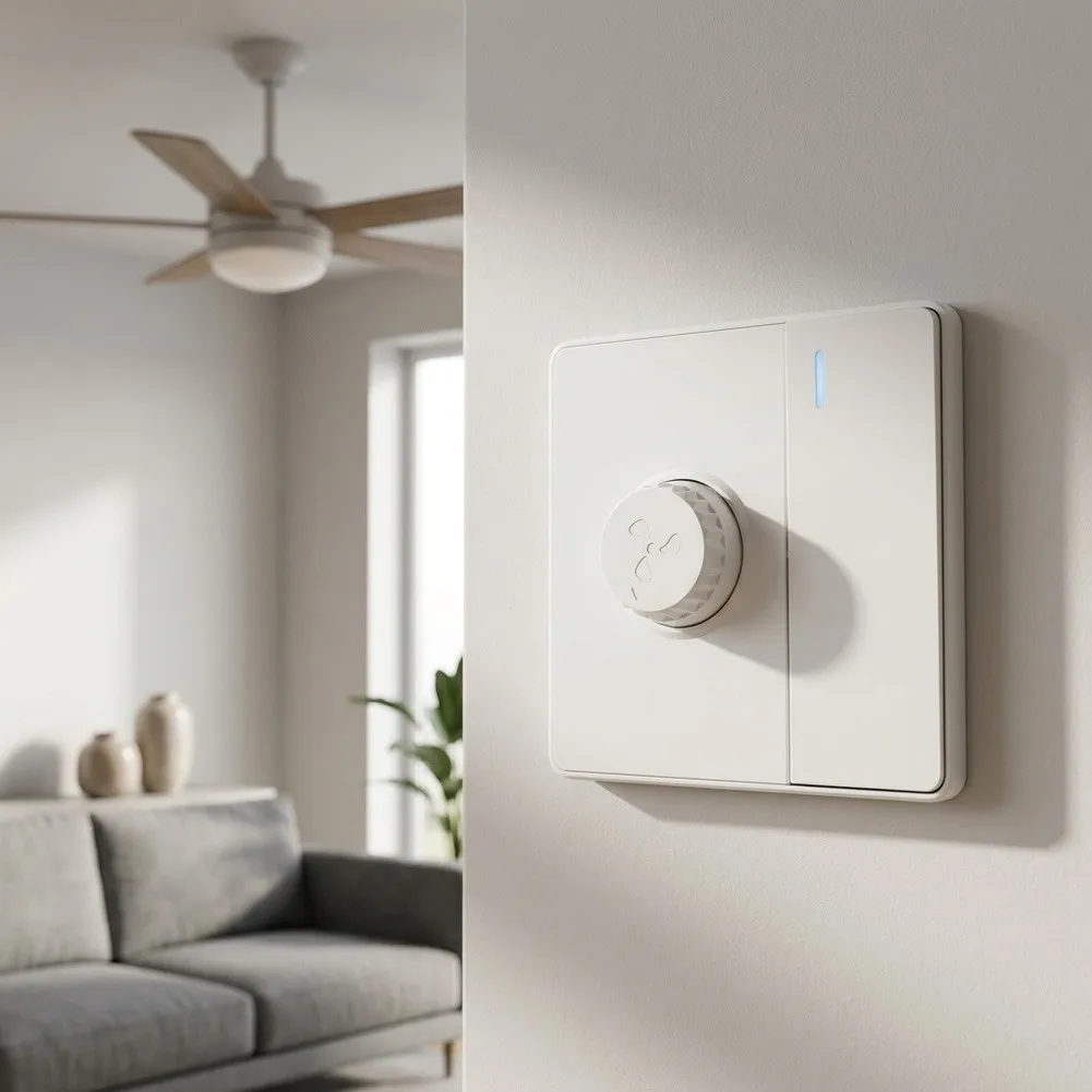 For 220V Ceiling Fan Speeds Controller 3 Speeds With Three Color Dimming Wall Switch For Light And Fan Regulation