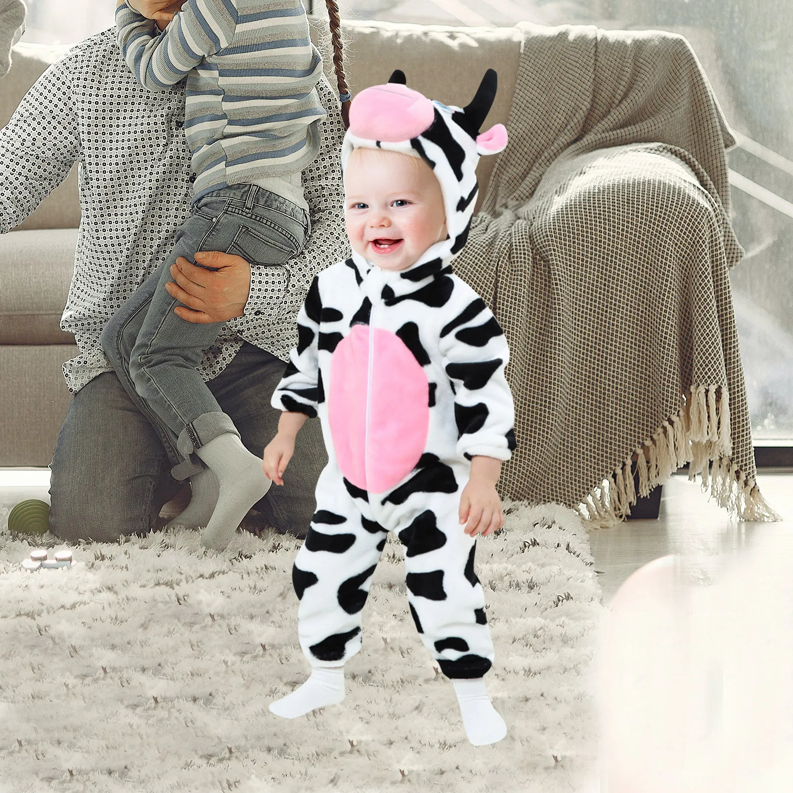 

Cow Dress Up Costume for Kids Soft Flannel Material Cute Pattern Ideal Gift for Any Occasion Performance Cosplay Costume