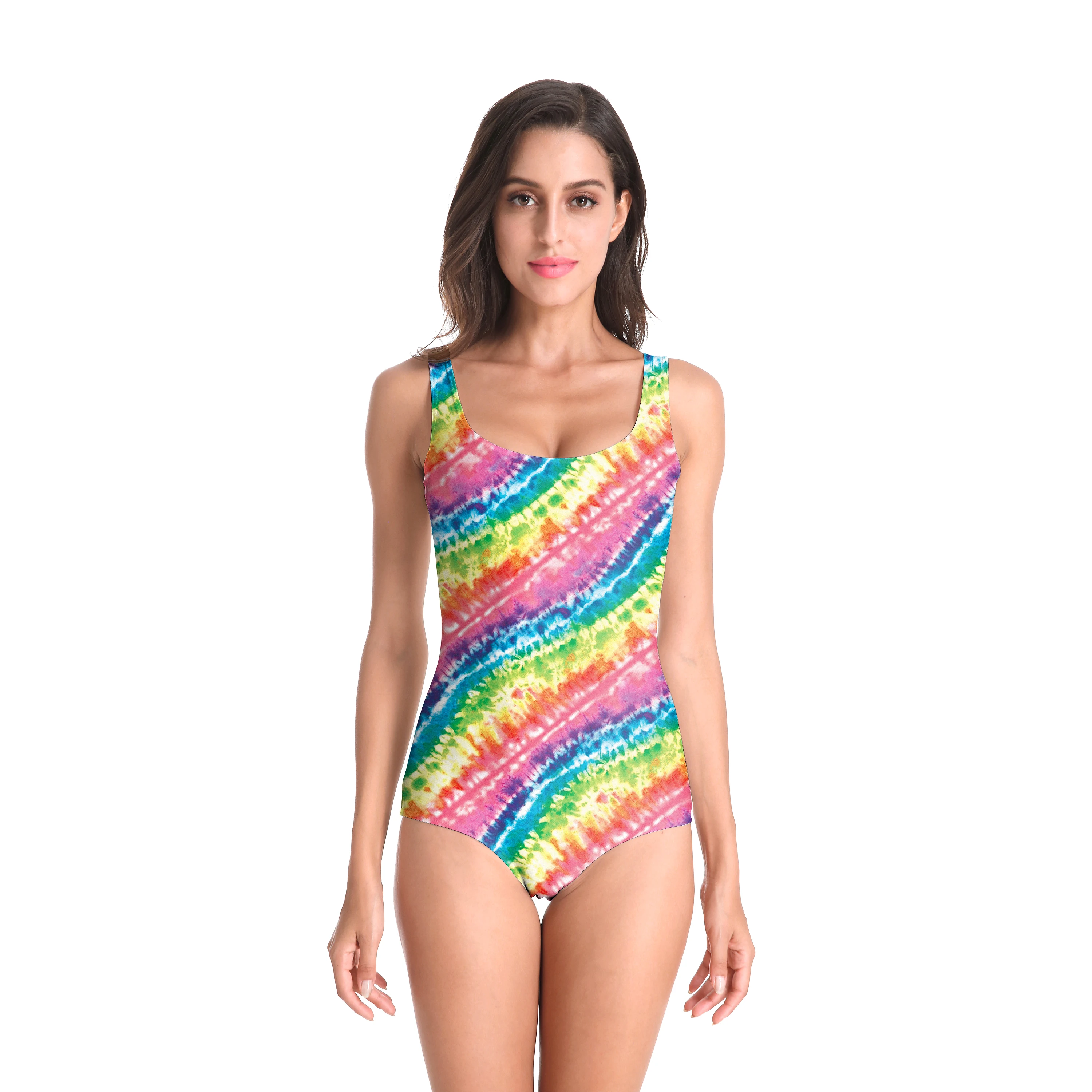 

Nadanbao Woman Sexy Bodysuit Summer Swimwear One Piece Summer Swimsuit Female Colourful Printing Sleeveless Surfing Beachwear