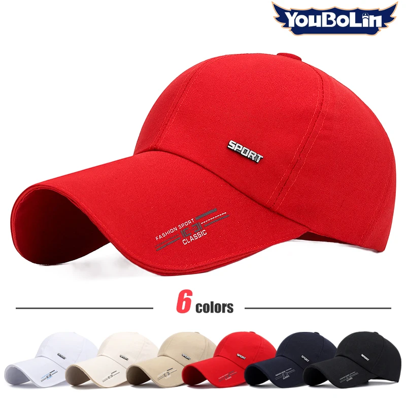 Spring and summer new extended brim baseball cap men's outdoor fishing large brim sun hat women's cotton canvas hat