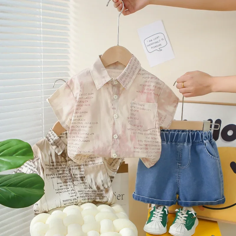 

New Summer Baby Clothes Suit Children Boys Letter Short Sleeved Shirt Shorts 2Pcs/Sets Infant Casual Costume Kids Tracksuits