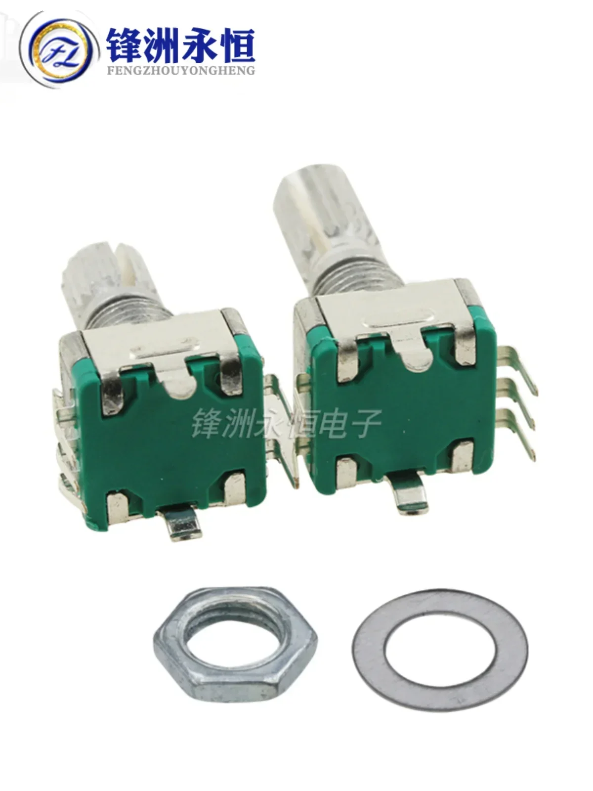 Green background positive EC11 rotary encoder/encoder switch/digital potentiometer 5-pin with switch plum blossom handle