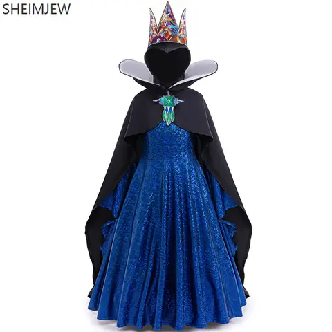 Ny Halloween Prinsessa Ond Drottning Barn Cosplay Kostym Med Krona Gotisk Maskeradklänning Flickor Karneval Festklänning 2025 6 best sales ond drottning kostym - №2