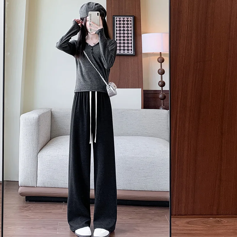 Wide Leg Pants Winter New High Waist Slimming Loose Straight Leg Pants Casual Pants Women's Clothing