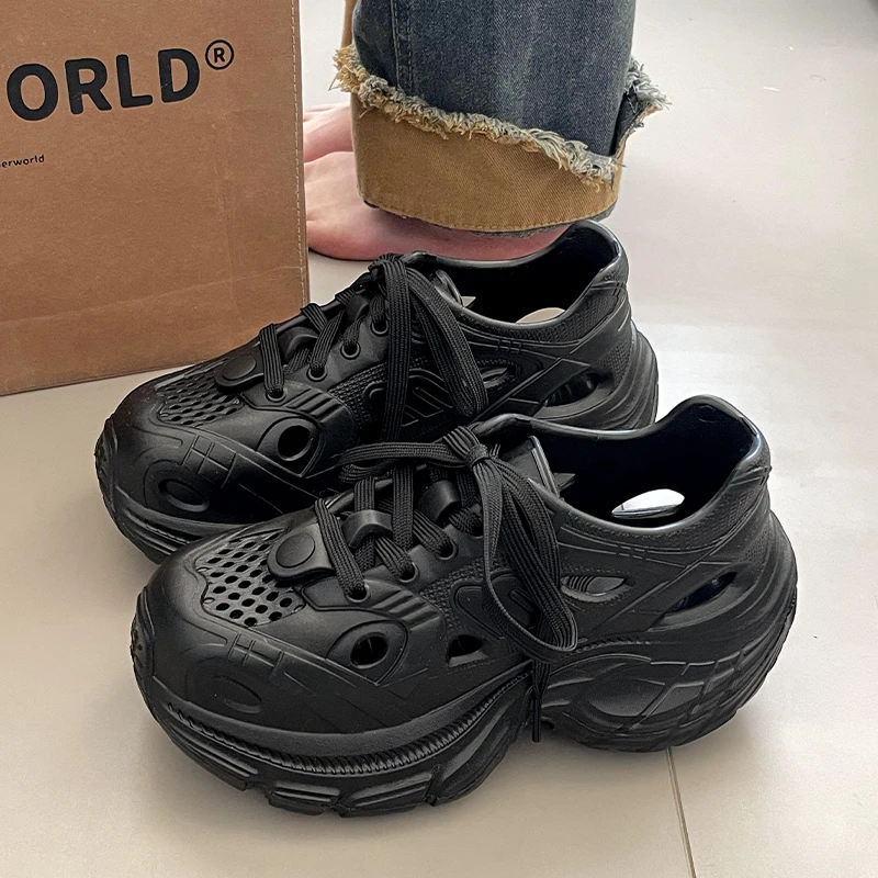 

Летние модные дышащие кроссовки на массивной подошве для женщин, нескользящие платформенные туфли из ЭВА для прогулок, женские уличные спортивные туфли на толстой подошве