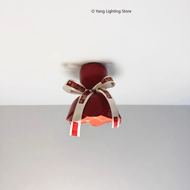 Red Bouquet Ceramic Ceiling Lamps Dessert Shop Coffee Shop Decor Lamp Art Creative Home  Including Light Bulbs E14