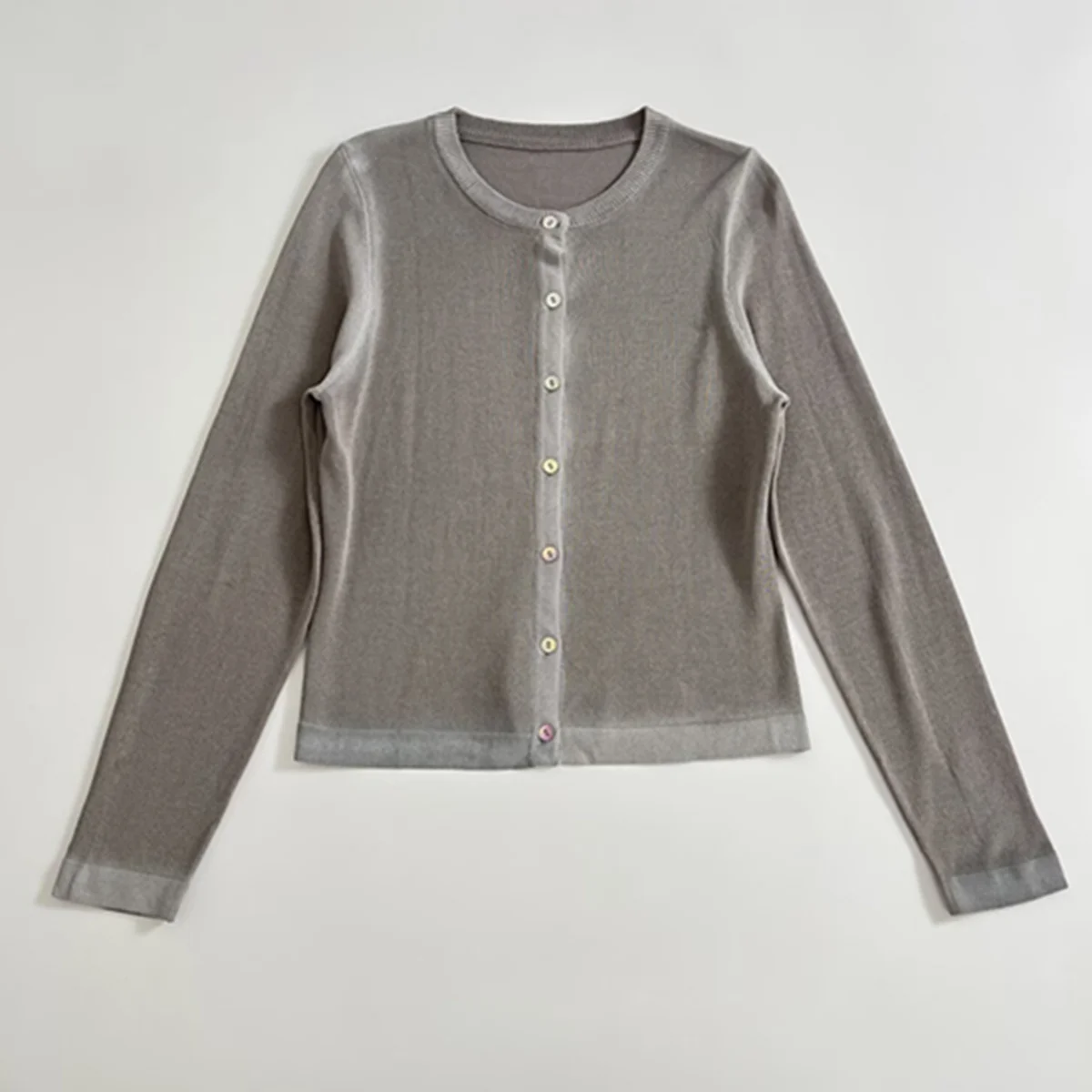 

Jenny&Dave Autumn Women's Knitted Cardigans Jacket French Ladies Elegant Gray Color Single-breasted Knitted Sweater Women Top