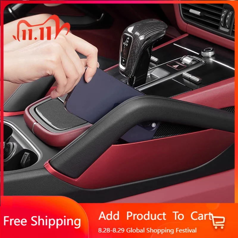 

Внутренние наклейки для Porsche Cayenne 2018 2019 2020 2021 2022 2023 2024, автомобильная центральная консоль, ящик для хранения, держатель для телефона, авто Ar