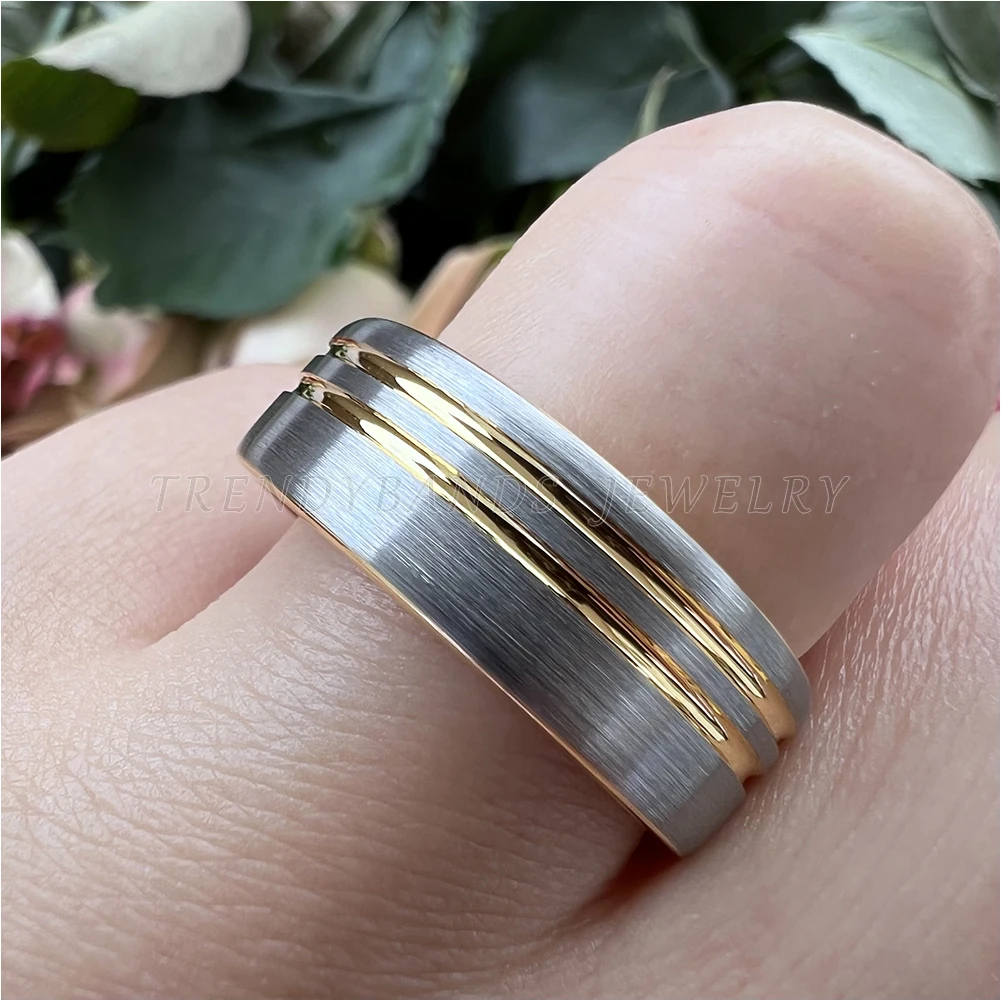 8 mm Modeschmuck, Wolframkarbid-Verlobungsring, Ehering für Männer und Frauen, bequeme Passform – Detail 5