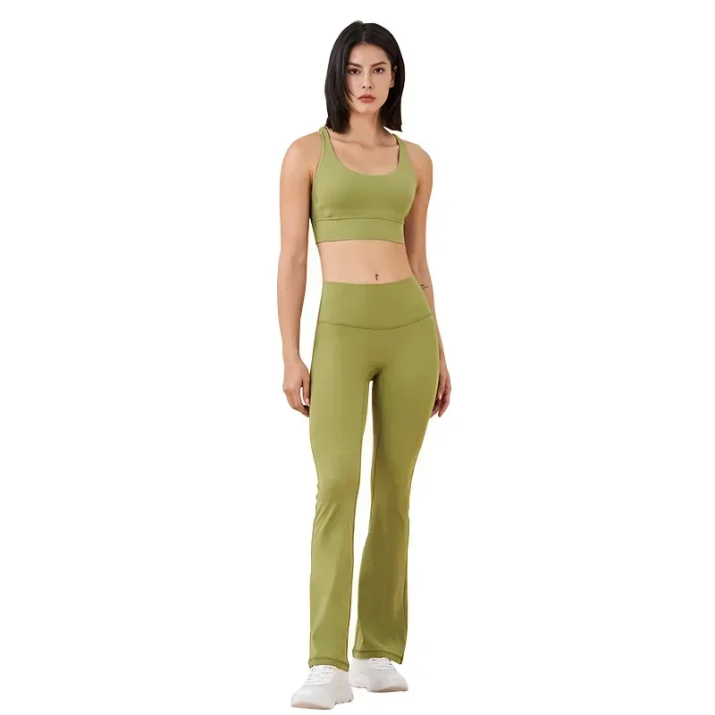 Pantalones de Yoga Nude L, pantalones acampanados sin bochorno, cadera, bolsillo de cintura alta, deportes de Fitness