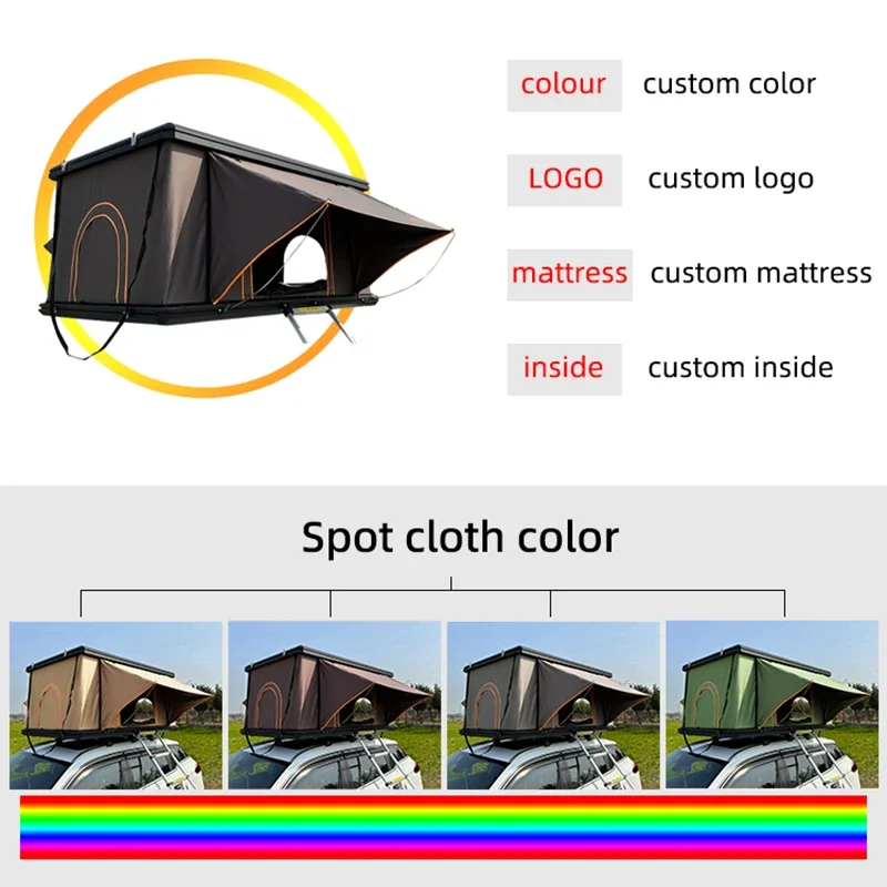 2023 new Automatic aluminum hardshell outdoor waterproof camping car roof tent price custom