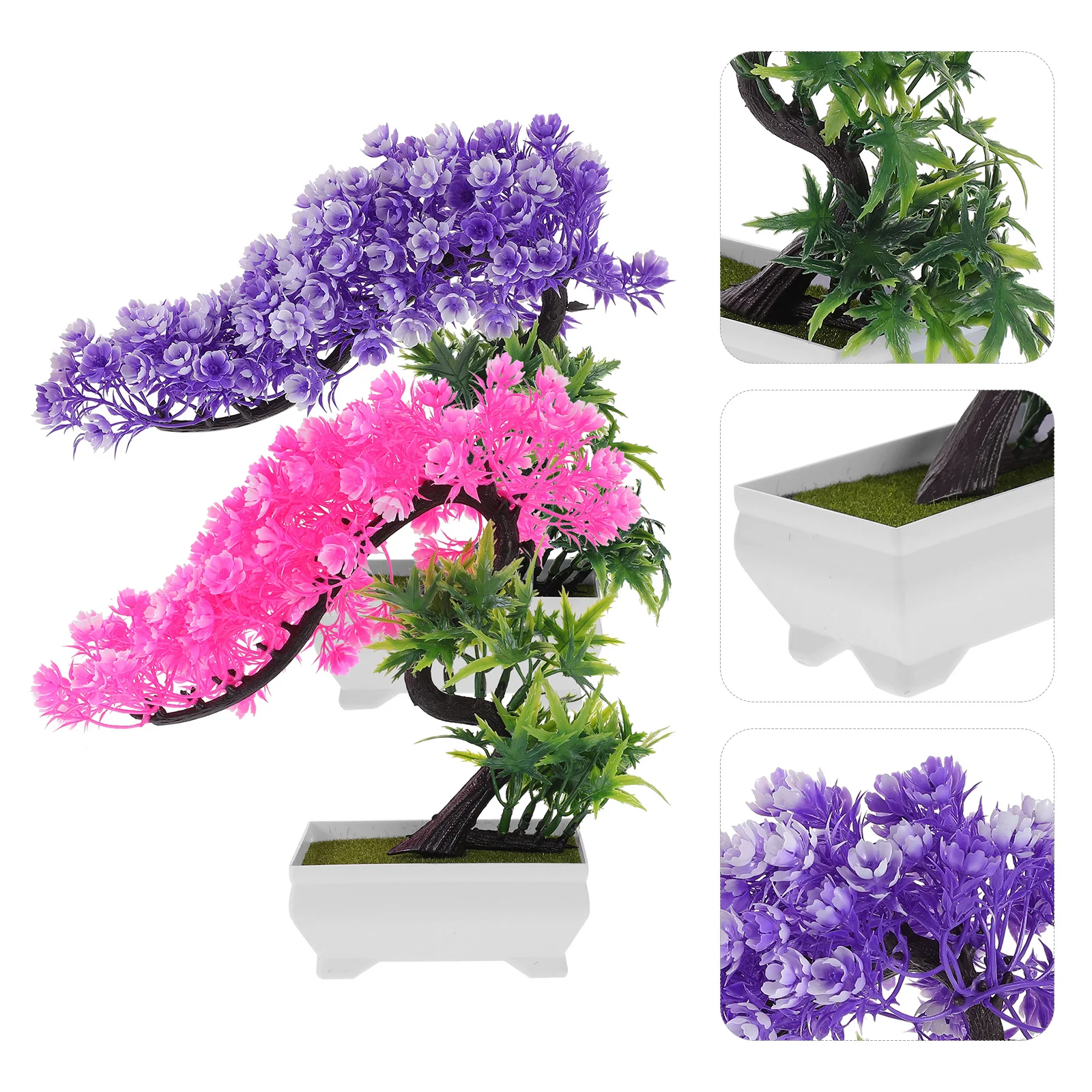 

2Pcs Artificial Bonsai Tree Realistic Simulation Potted Plant Faux Small Bonsai Home Office Wedding Decoration Tabletop