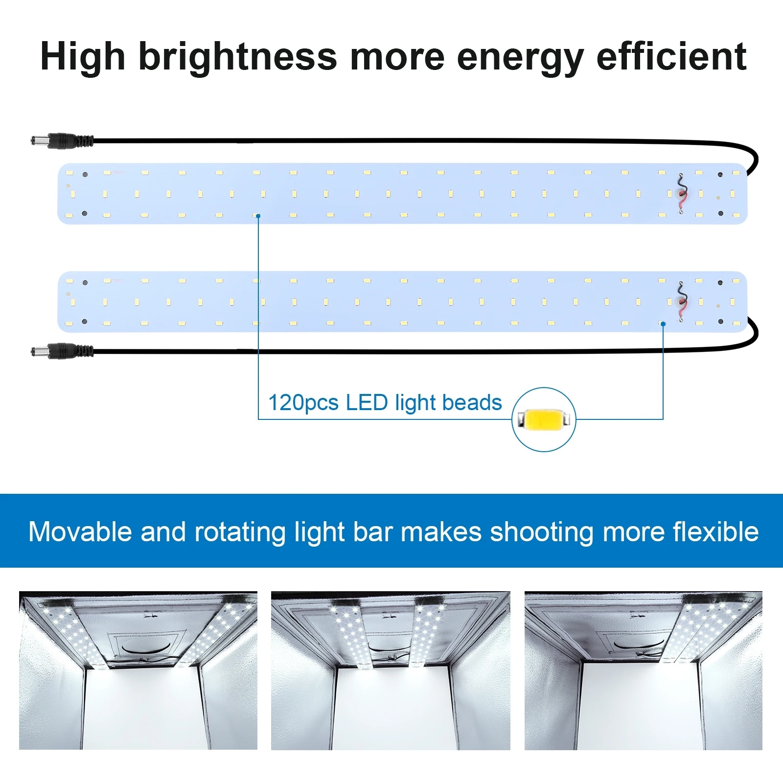 PULUZ kotak Studio foto portabel, Kit tenda fotografi 36W cahaya putih LED 5500K bisa diredupkan dengan 6 latar belakang 60cm