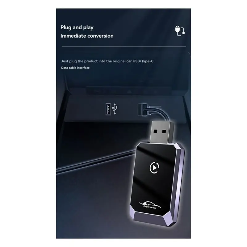 B86B Wireless CarPlay Android Auto Smart Dongle, 2 in 1 WiFi Adapter Plug & Play Convert Wired to Wireless for Car