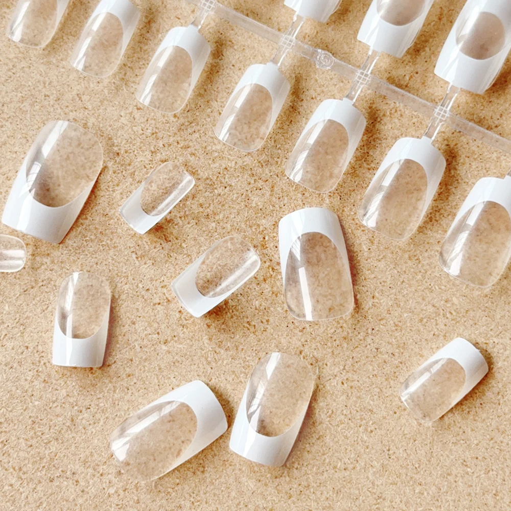 120 قطعة/الحقيبة نعش فرنسي شفاف اضغط على الأظافر قصيرة الباليه لينة هلام وهمية مسمار نصائح الاصطناعي غطاء كامل أطراف الأصابع كاذبة 12 حجم