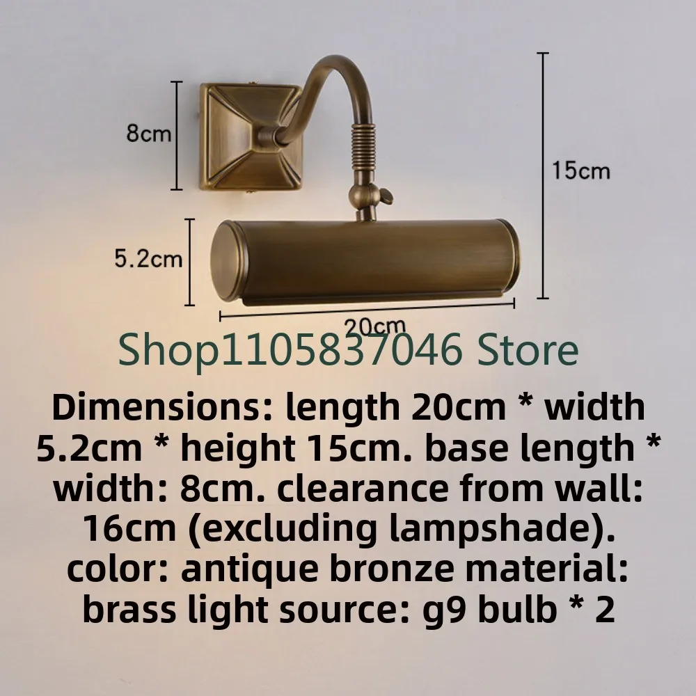 Copper retro bathroom , front light, waterproof light, living room hallway decoration, wall study lighting