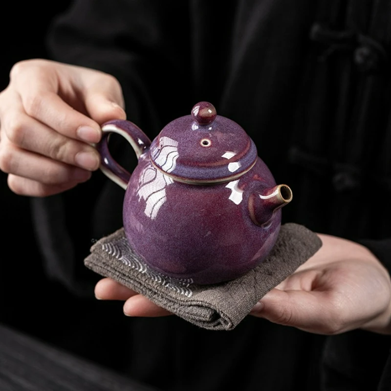 

Креативный керамический чайник ручной работы из фиолетовой глины Ru Kiln для домашнего использования, заварочный чайник, аксессуары для китайского чая Кунг-фу, предметы для чаепития, ремесленные изделия