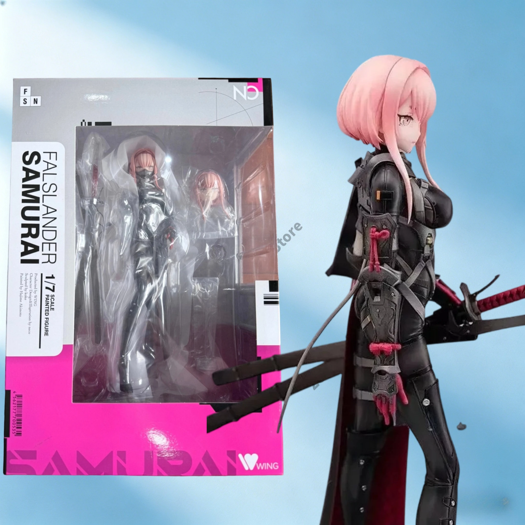 

Anime FALSLANDER SAMURAI 1/7 Scale Figure WING - 25cm PVC Action Figure with Swords, Pink Hair Masked Girl Collectible Model