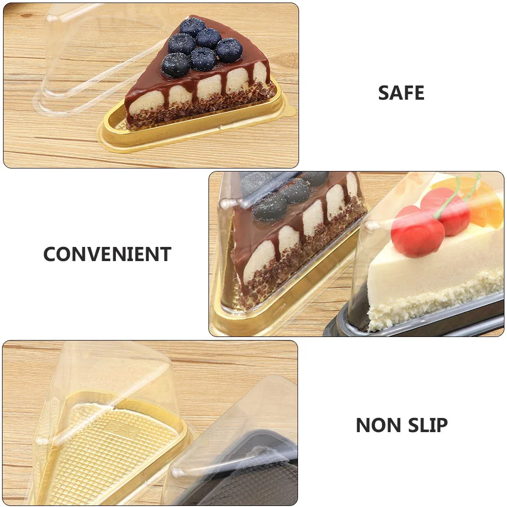 

50Pcs Transparent Triangle Cake Boxes Pet Material Non Slip Design for Home Or Dessert Shop Cake Wrapping Cases