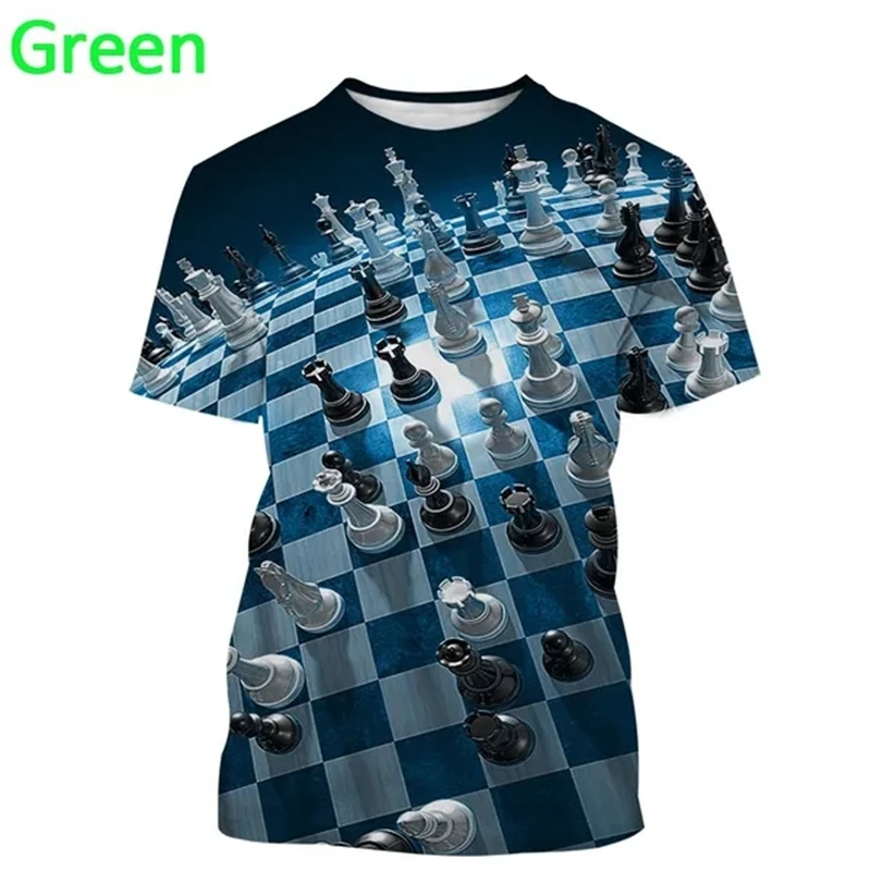 Newest Chess Game 3D Printing T Shirt Checkerboard Style Men\'s And Women\'s Casual Fashion Short-Sleeved Classic Versatile Tops