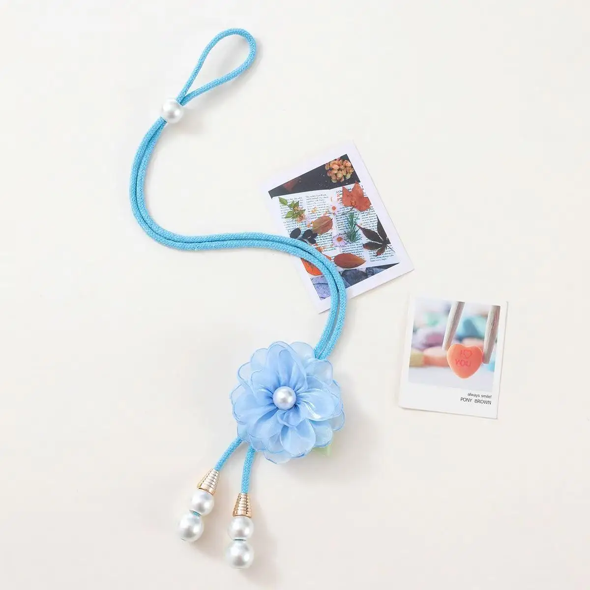 2Pcs Adjustable Pearl Flower Curtain Tieback Floral Punch-free Curtains Tie Rope Colorful Curtain Fixer Clip Home Decoration