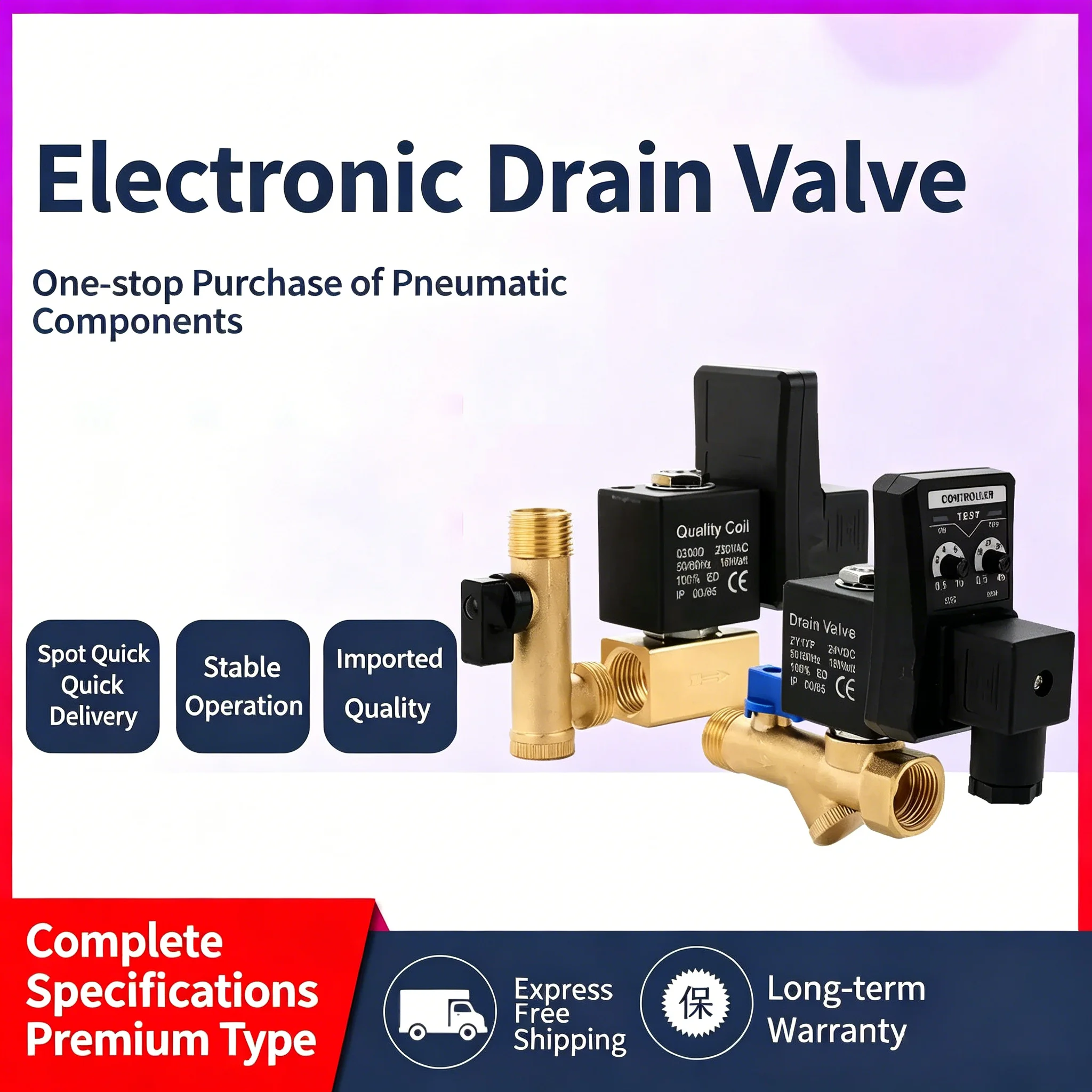 AC 220V 1/2 Inch Electronic Drain Valve Electric Timer Auto Water Valve Solenoid Valve for Air Compressor Condensate