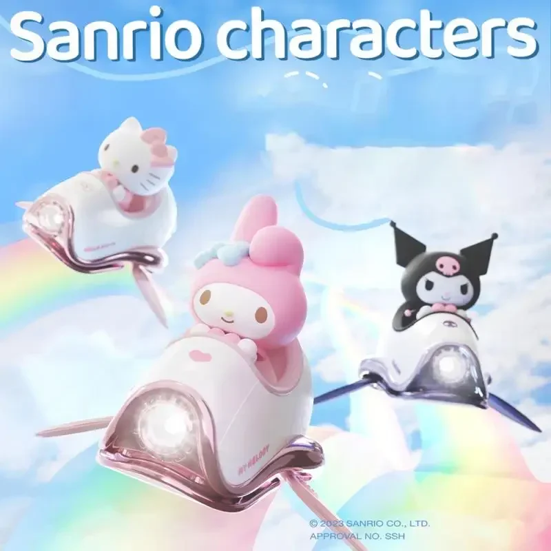 Sanrio Spaceship Car Air Conditioner Mouth Diffuser Ornament Hello Kitty Kuromi Cartoon Car Luminous Decoration Cute Anime Gift view 2