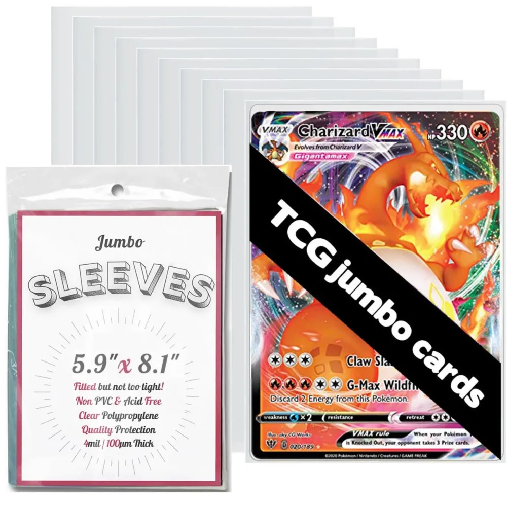 50PCS  5.9X8.1 Jumbo Sleeves XL Large Size Transparent Holder Protector For PKM TCG Card Oversized Trading Game Card Collect Toy