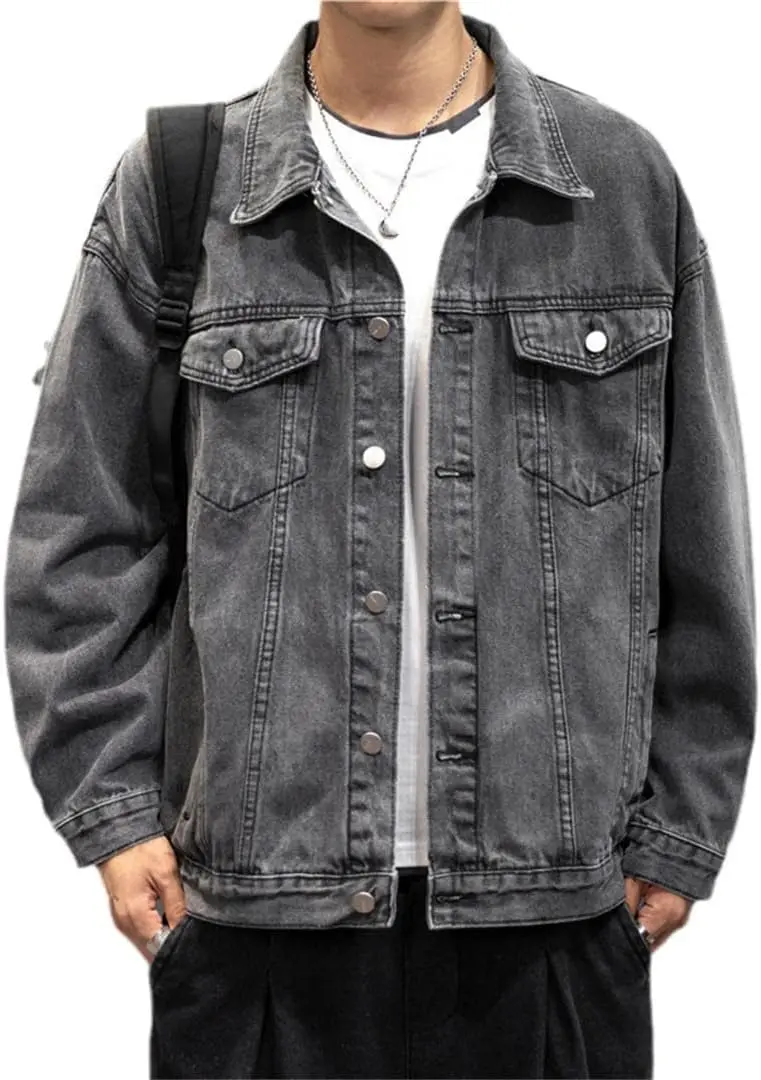 Men's Vintage Denim Jacket Men's Lapel Denim Jacket